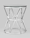 Журнальный стол Stool Group 50*50 ВИВА серебро стекло черное закаленное каркас нержавеющая сталь, фото 5