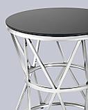 Журнальный стол Stool Group 50*50 ВИВА серебро стекло черное закаленное каркас нержавеющая сталь, фото 6