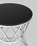 Журнальный стол Stool Group 50*50 ВИВА серебро стекло черное закаленное каркас нержавеющая сталь, фото 8