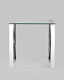 Журнальный стол Stool Group 55*55 КРОСС серебро каркас нержавеющая сталь столешница закаленное стекло, фото 4