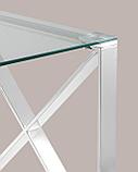 Журнальный стол Stool Group 55*55 КРОСС серебро каркас нержавеющая сталь столешница закаленное стекло, фото 5