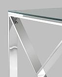 Журнальный стол Stool Group 55*55 КРОСС серебро каркас нержавеющая сталь столешница закаленное стекло, фото 6