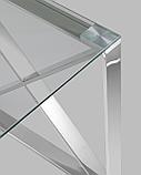 Журнальный стол Stool Group 55*55 КРОСС серебро каркас нержавеющая сталь столешница закаленное стекло, фото 7