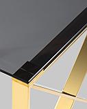Журнальный стол Stool Group 55*55 КРОСС золото стекло smoke закаленное каркас нержавеющая сталь, фото 6