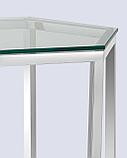 Журнальный стол Stool Group ГЕКС серебро каркас нержавеющая сталь столешница закаленное стекло, фото 4