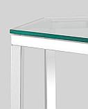 Журнальный стол Stool Group ГЕКС серебро каркас нержавеющая сталь столешница закаленное стекло, фото 5