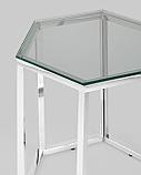 Журнальный стол Stool Group ГЕКС серебро каркас нержавеющая сталь столешница закаленное стекло, фото 6