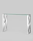 Консоль Stool Group КРОСС 115*30 серебро каркас нержавеющая сталь столешница закаленное стекло, фото 2