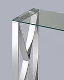 Консоль Stool Group КРОСС 115*30 серебро каркас нержавеющая сталь столешница закаленное стекло, фото 4