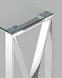 Консоль Stool Group КРОСС 115*30 серебро каркас нержавеющая сталь столешница закаленное стекло, фото 6