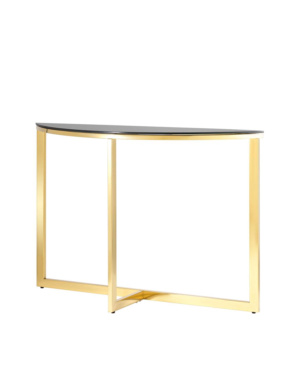 Консоль Stool Group АЛЬБА 115*30 золото стекло черное закаленное каркас нержавеющая сталь