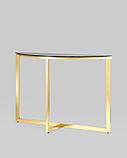 Консоль Stool Group АЛЬБА 115*30 золото стекло черное закаленное каркас нержавеющая сталь, фото 2