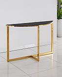 Консоль Stool Group АЛЬБА 115*30 золото стекло черное закаленное каркас нержавеющая сталь, фото 7