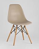 Комплект из четырех стульев Stool Group DSW бежево-серый пластик каркас из металла ножки натуральный массив, фото 2