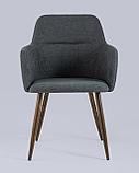 Стул Stool Group Кинг серый с подлокотниками и широкой спинкой обивка плотная ткань ножки металл, фото 6