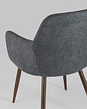 Стул Stool Group Кинг серый с подлокотниками и широкой спинкой обивка плотная ткань ножки металл, фото 9