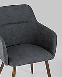 Стул Stool Group Кинг серый с подлокотниками и широкой спинкой обивка плотная ткань ножки металл, фото 10