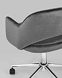 Компьютерное кресло Stool Group Кларк серый обивка велюр крестовина хромированный металл, фото 9