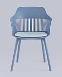 Стул Stool Group пластиковый Crocus голубой с подушкой в обивке из велюра, фото 6