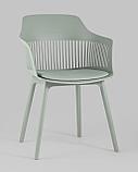 Стул Stool Group пластиковый Crocus серо-зеленый с подушкой в обивке из экокожи, фото 2