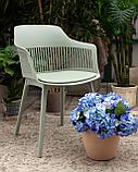 Стул Stool Group пластиковый Crocus серо-зеленый с подушкой в обивке из экокожи, фото 4