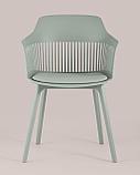 Стул Stool Group пластиковый Crocus серо-зеленый с подушкой в обивке из экокожи, фото 8