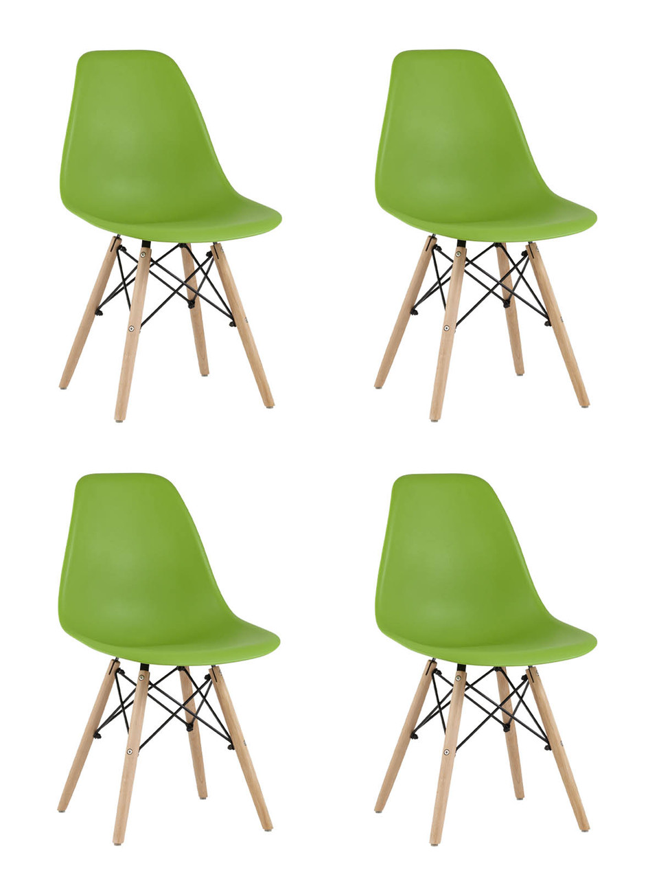 Стул Stool Group DSW зеленый, литой полипропилен, стальной каркас, массив бука, 4 шт.