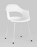 Стул Stool Group пластиковый Lady белый с подножки из окрашенного металла, фото 2