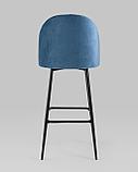 Стул барный Stool Group Марсель обивка велюр пыльно-синий ножки металл черные, фото 5