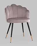 Стул Stool Group Камилла велюр пепельно-розовый ножки металл черные с золотым декором, фото 2