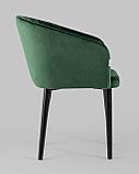 Стул Stool Group с подлокотниками Нейтон обивка велюр зеленый ножки металл черные, фото 4