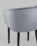Стул Stool Group с подлокотниками Нейтон обивка велюр серый ножки металл черные, фото 7