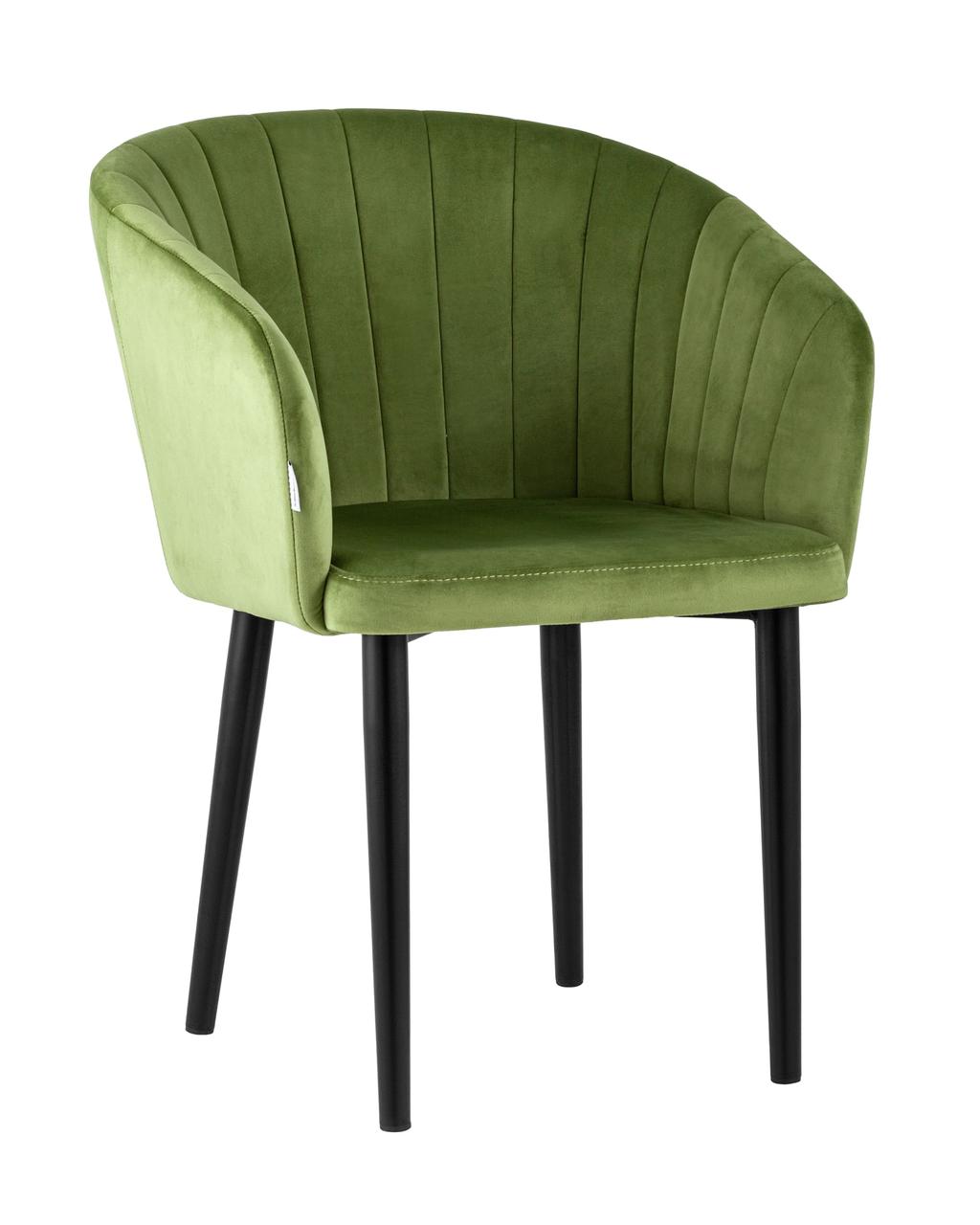 Стул Stool Group с подлокотниками Нейтон обивка велюр травяной ножки металл черные