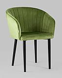 Стул Stool Group с подлокотниками Нейтон обивка велюр травяной ножки металл черные, фото 2