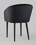 Стул Stool Group с подлокотниками Нейтон обивка велюр черный ножки металл черные, фото 6