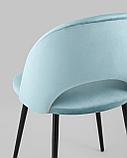 Стул Stool Group Меган велюр пыльно-голубой ножки металл черные, фото 9