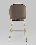 Стул полубарный Stool Group Beetle со спинкой коричневый золотые ножки обивка велюр металлический каркас, фото 5