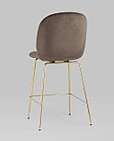 Стул полубарный Stool Group Beetle со спинкой коричневый золотые ножки обивка велюр металлический каркас, фото 6