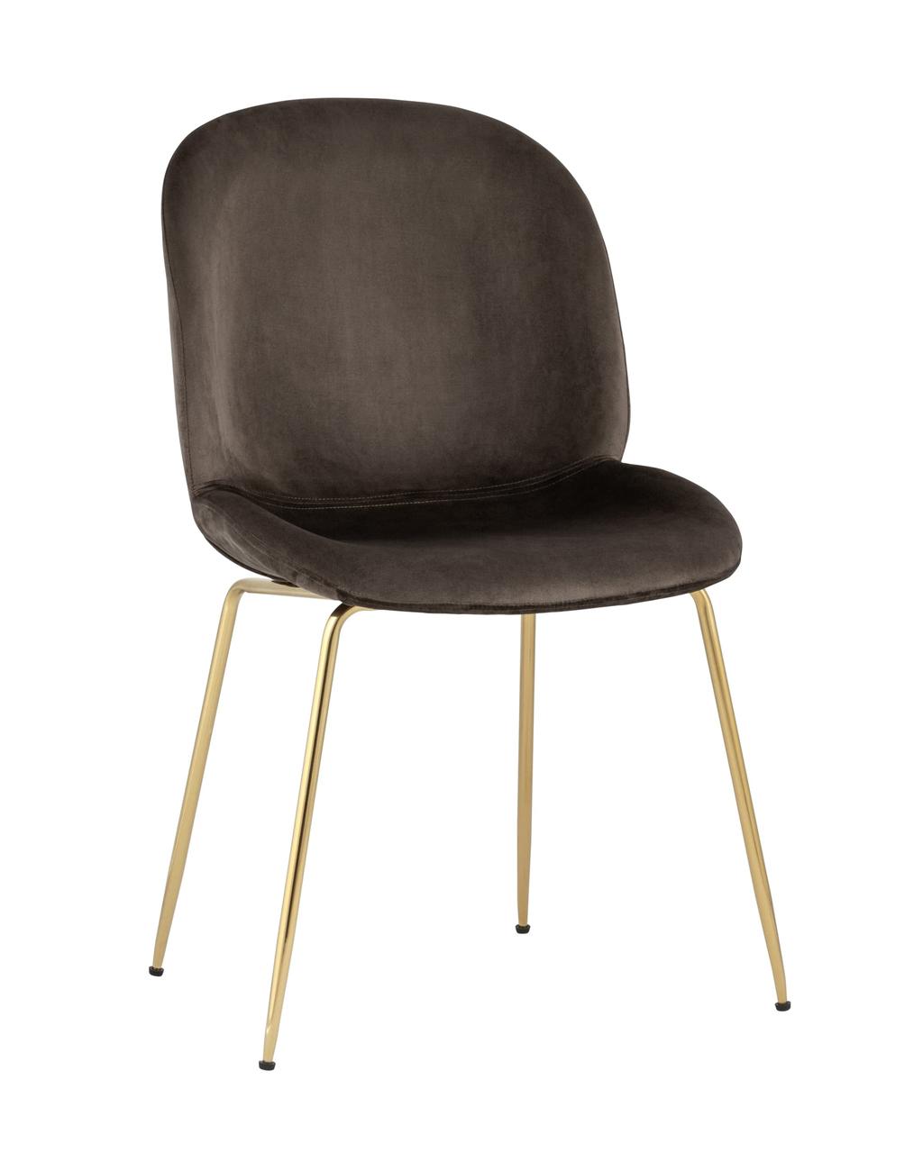 Стул Stool Group Beetle коричневый, металлический каркас, бархатная обивка, золотые ножки