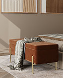 Банкетка Stool Group Болейн с ящиком велюр терракотовый ножки из металла цвет золото, фото 4