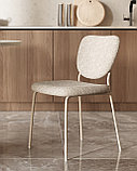 Стул обеденный Stool Group Gigi букле серо-бежевый кремовые ножки, фото 3