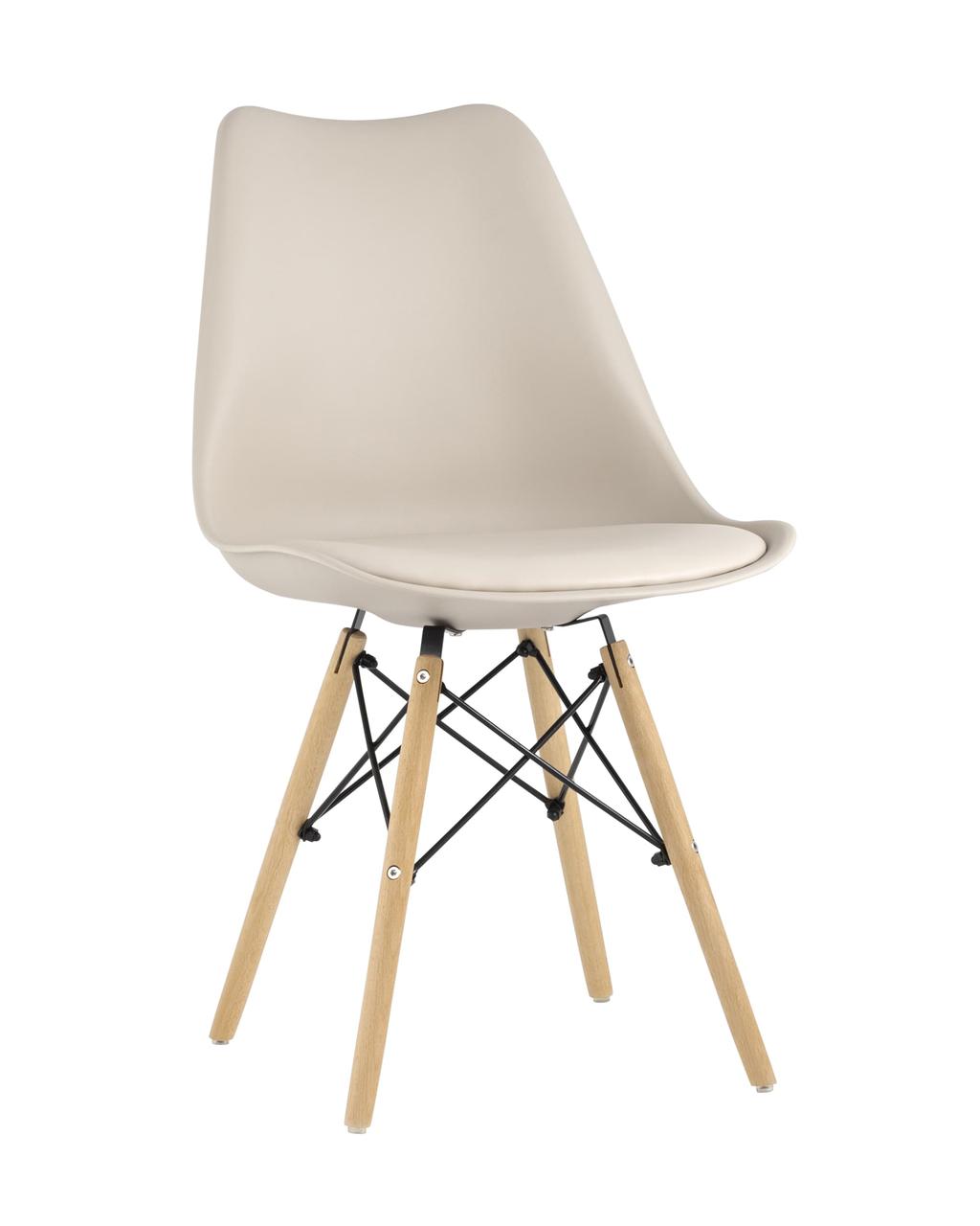 Стул Stool Group Eames Soft бежевый обеденный сиденье экокожа ножки из массива бука
