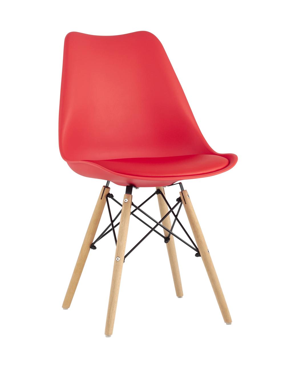 Стул Stool Group Eames Soft красный обеденный сиденье экокожа ножки из массива бука