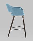 Стул барный Stool Group Саймон обивка велюр пыльно-голубой ножки металл темное дерево, фото 4