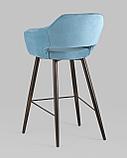 Стул барный Stool Group Саймон обивка велюр пыльно-голубой ножки металл темное дерево, фото 6