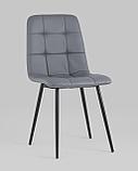 Стул Stool Group для кухни Oliver экокожа серый ножки металл черные, фото 2