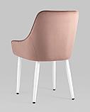 Стул Stool Group Диана велюр пыльно-розовый ножки белые из металла, фото 8