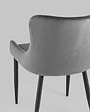 Стул Stool Group Ститч ткань велюр серый прострочка, черные металлические ножки, фото 7