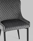 Стул Stool Group Ститч ткань велюр серый прострочка, черные металлические ножки, фото 8