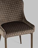 Стул Stool Group Ститч Хани велюр коричневый обеденный ножкипод темное дерево, фото 8